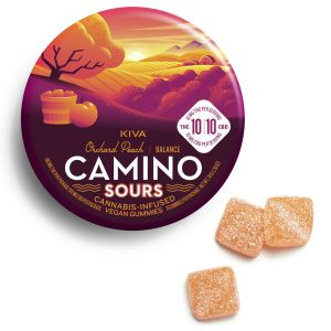 10mg : 10mg CBD Camino Sours 'Balance' Orchard Peach Gummies 100mg THC | 100mg CBD total