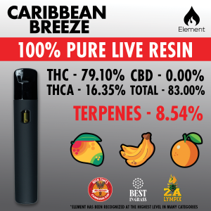 Element - Pure Live Resin Disposable 1g - Caribbean Breeze