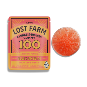 100mg 1pk Lost Farm Tropical Punch x Blue Dream Live Resin Gummy